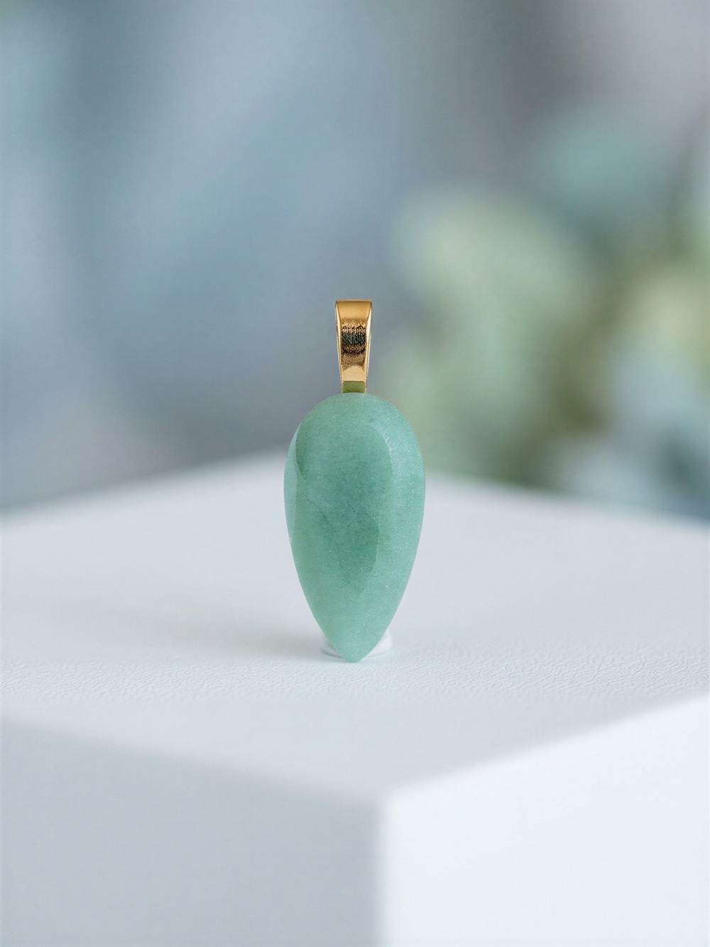 Matte Green Aventurine Teardrop Pendant